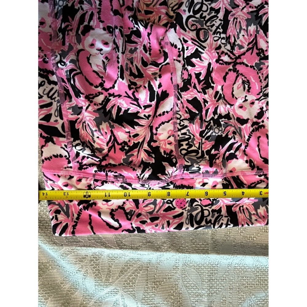 Lilly Pulitzer Luxletic Panda Prowl Pink Black Floral Leggings Side Pockets M - Picture 6 of 11